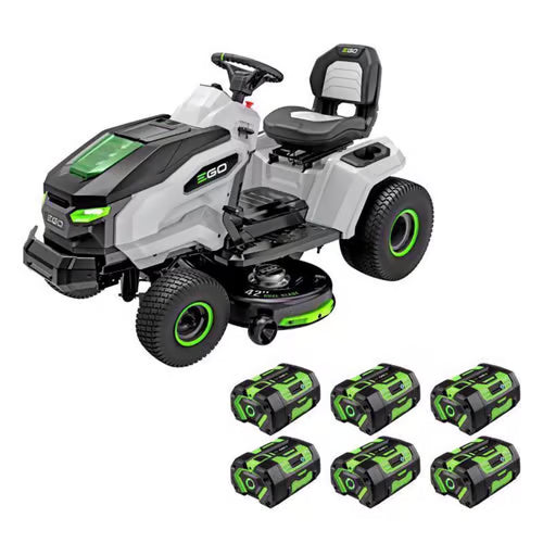 EGO Power+ 42-Inch T6 Electric Lawn Tractor with 6 x 6.0Ah Batteries & 800W Turbo Charger